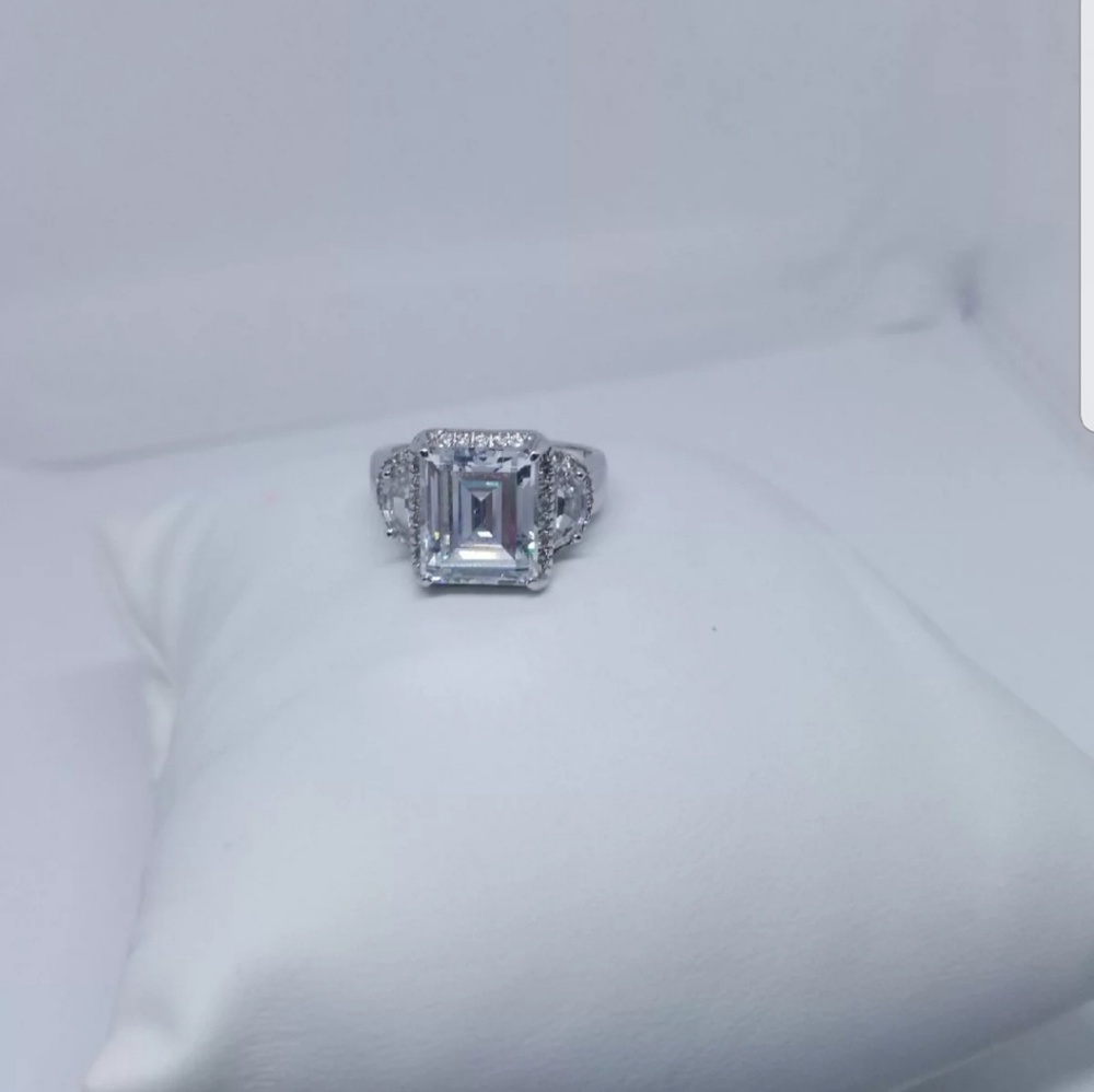 Sterling square cz ring  sz 8.5